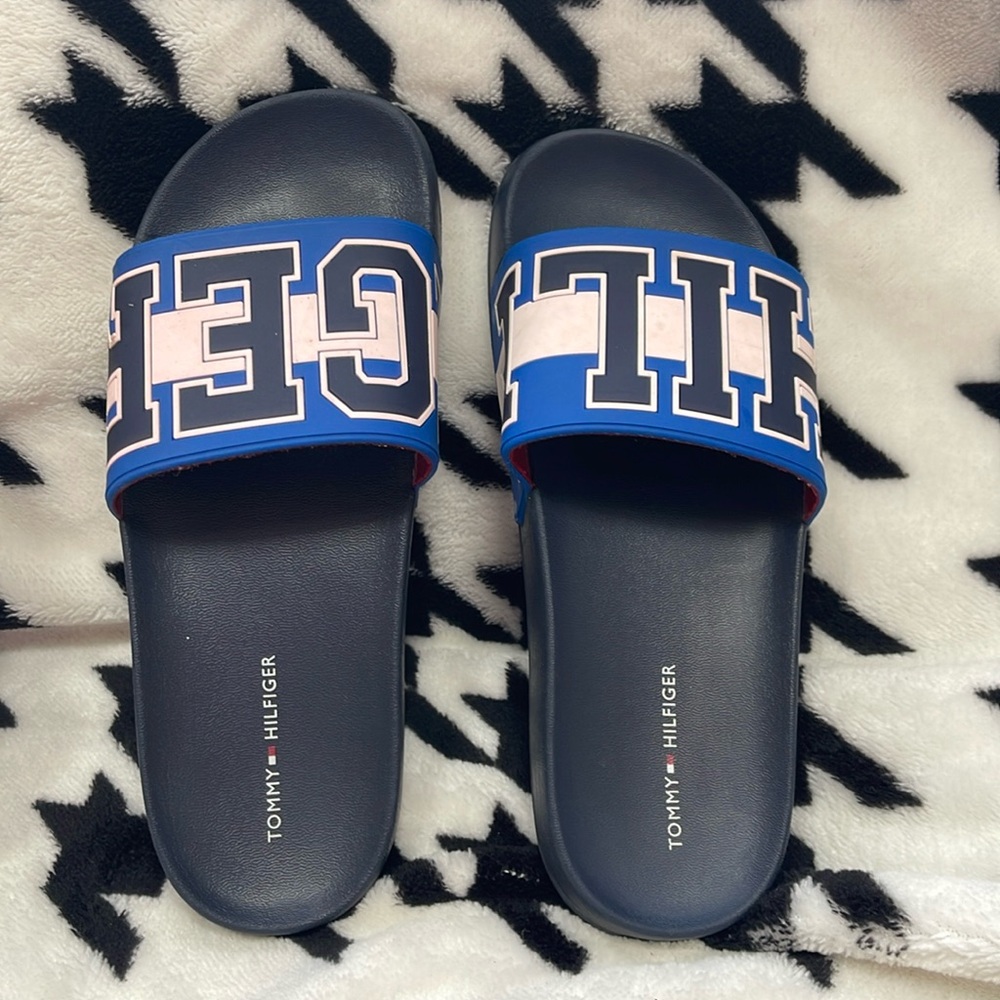 Size 6 Tommy Hilfiger blue Slides excellent used condition hard to find color